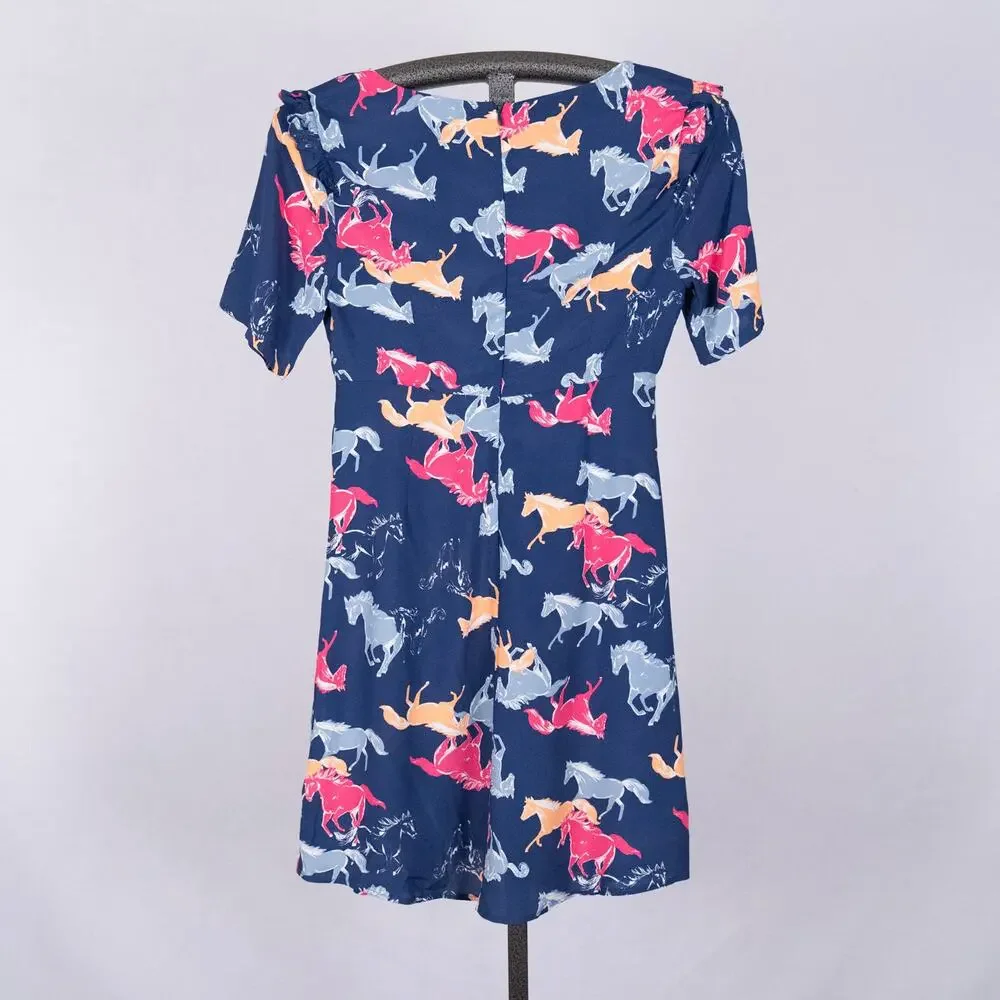 ModCloth Women's Size SMALL Neon Stampede Dress Ruffle Festival Western Skater - Picture 5 of 6